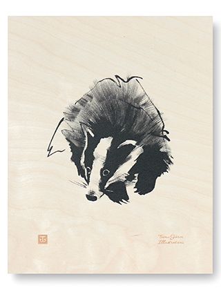 Teemu Jarvi llustration auf Sperrholz - Badger Plywood Poster - Dachs