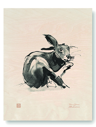 Teemu Jarvi llustration auf Sperrholz - Hare Plywood Poster - Haase