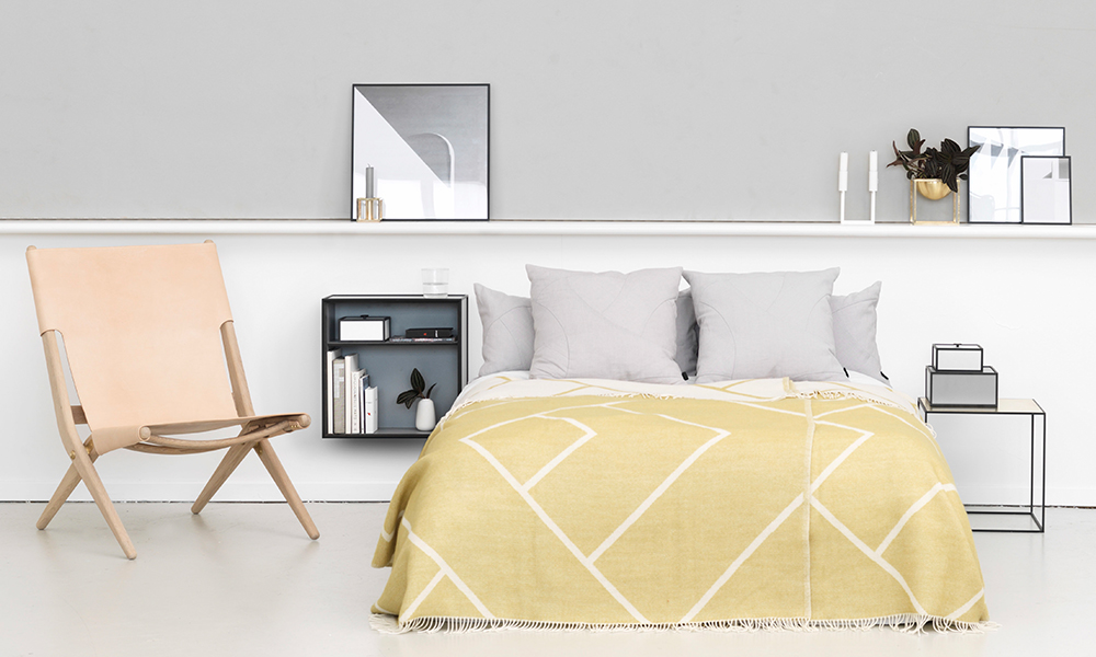 by Lassen Mensch Wolldecke in Mustard - Senfgelb aus 100% Schurwolle